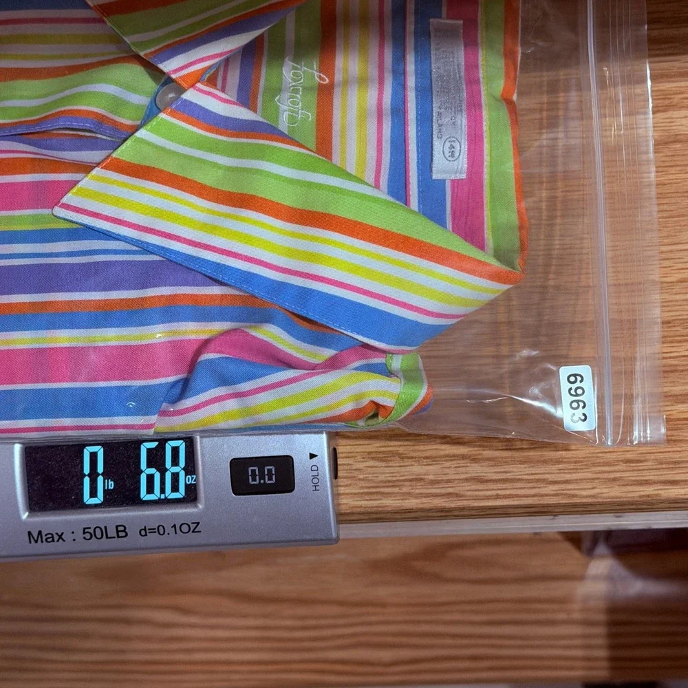 Foxcroft Button Down Shirt Womens 14W Multicolor Rainbow Stripe Wrinkle Free - Picture 6 of 6